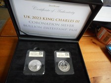 2023 UK Charles III Coronation Silver Bullion DateStamp pair ALREADY REGISTERED.