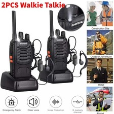 2x Baofeng BF-888S 400-470MHz Walkie Talkie Long Range Two Way Radio + Earpiece
