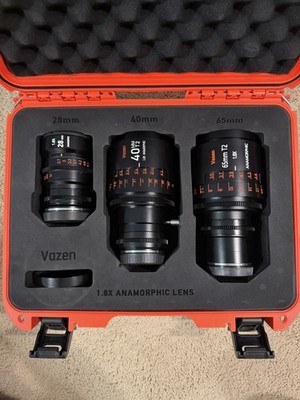 Vazen Anamorphic Lens Set 28mm 40mm 60mm Canon RF Mount used once for lens test 