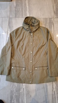 M&S Womens Classic Khaki Olive Jacket UK 12 Lightweight Coat Snap Front VGC