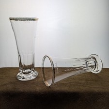 2 Biergl&auml;ser antik Tulpenform Bierstangen rustikal Facettenschliff 1/4 L um 1900