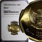 INDONESIA 1998 100 Rupiah Buffalo Racing NGC MS67 GEM BU KM# 53 (006) — photo 1