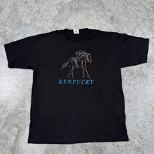 Kentucky Shirt Mens Extra Large Black Horse Racing Jockey Tee Equestrian Graphic