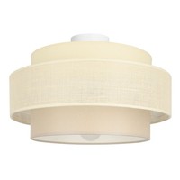 Deckenlampe Esszimmer Stoff Weiß Ecru E27 Ø 40 Cm Deckenleuchte Wohnzimmer