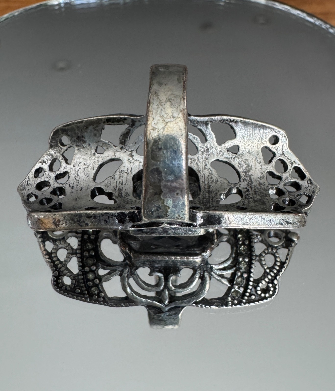 Gothic Crown Statement Ring Black Stone Gunmetal-… - image 6