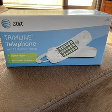 AT T 210 Basic Trimline Corded Phone Single Line No AC Power Required White