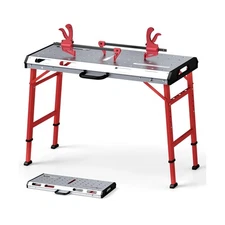 Goplus Portable Welding Table, 42" x 21" Folding Height Adjustable Weld Table...