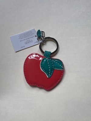 AUTHENTIC Coach Apple Key Ring Keychain Signature Bag Charm FOB