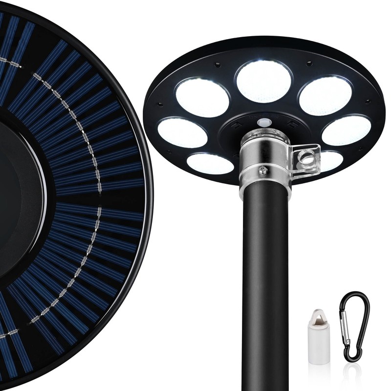 Solar Flag Pole Light 136 LED 2600mAh Bright White 7000K for 15 to 30 Ft Poles