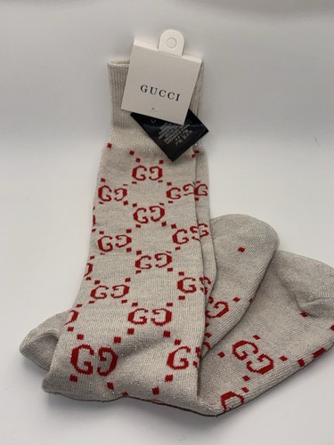 Gucci Lange Socken hellgrau/rot Glitzer Unisex