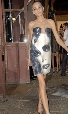 LANVIN Paris Silk Face Print Cocktail Dress Alber Elbaz SS07 FR36 UK8 RARE