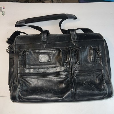 TUMI Alpha 96141DH Black Leather Expandable Laptop Briefcase | eBay