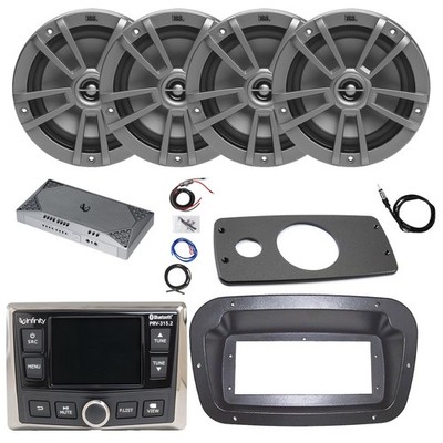 Infinity Radio, ANT, Amp w/Kit, 4x 8'' 375W Gray Speakers,Adapter, Spa Bezel