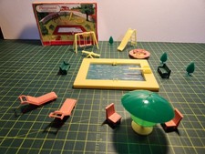 VINTAGE PLASTICVILLE PLAYGROUND (#1406), YELLOW WITH SALMON TRIM, BOX