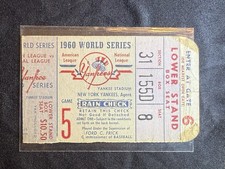 New York Yankees 1960 World Series Game 5 Ticket Stub Original Vintage