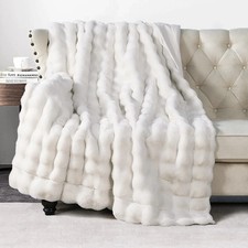 Life Comfort, 60" x 70" - Bubble Faux Fur Luxurious Throw Blanket White