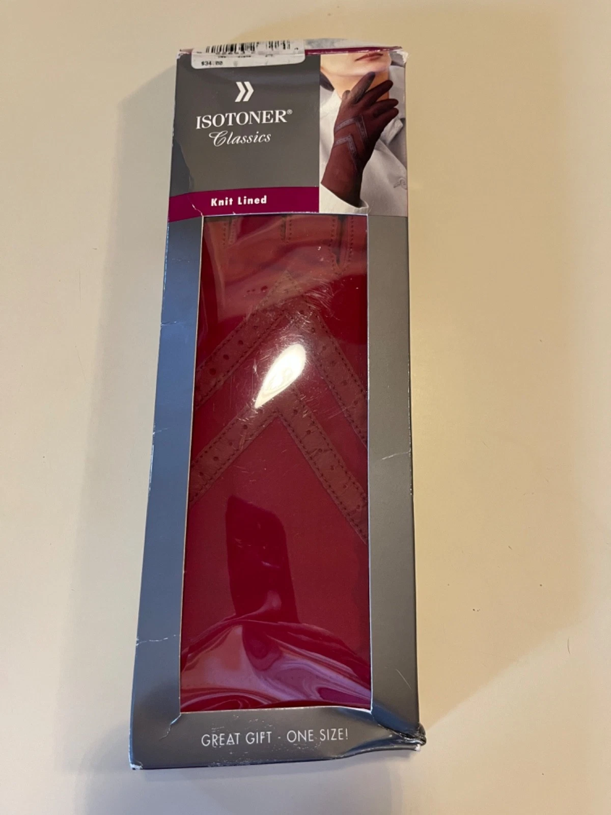 Aris Isotoner NEW Women's One Size Lined Stretch Gloves Dark Red