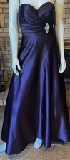 Bill Levkoff Purple Satin Tulle Lined Strapless Gown Size 6