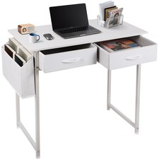Sturdy Writing Desk for Students, Easy Assembly Modern Desk with Drawers  Hook