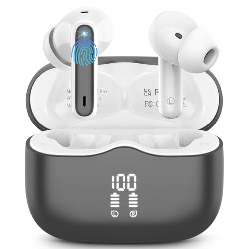 Wireless Earbuds, 2025 Bluetooth 5.4 Headphones in Ear with 4 ENC Dark Gery