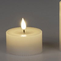 Led Kerze Streifen H. 4Cm D. 7,5Cm Creme Mit Timer Formano