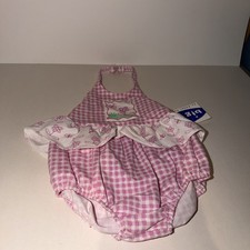 VTG Baby Girl Halter Bubble Romper 12M Pink G...
