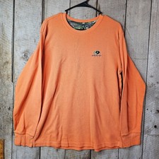 Mossy Oak Thermal Shirt Mens XL Long Sleeve Waffle Knit Orange Camo Hunting