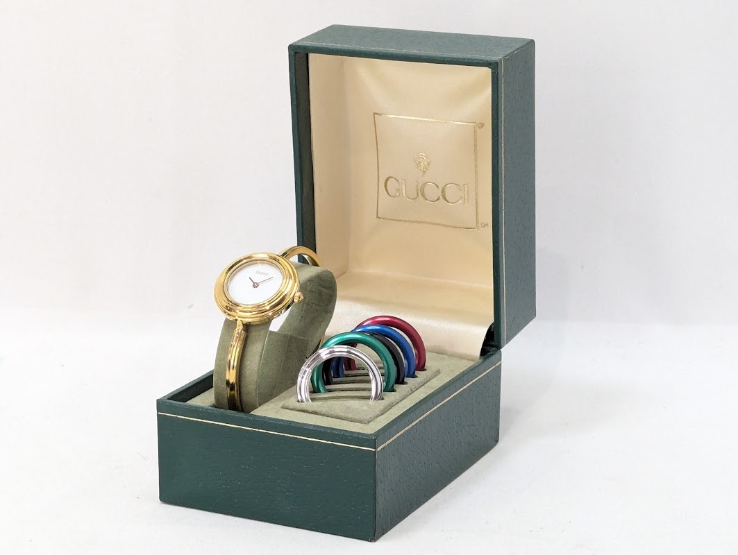 GUCCI Change Bezel 11/12.2 Watch Quartz Gold BOXED Women's Working