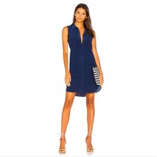 Equipment Femme Eyelet Sleeveless Shirt Dress Womens Small Navy Summer