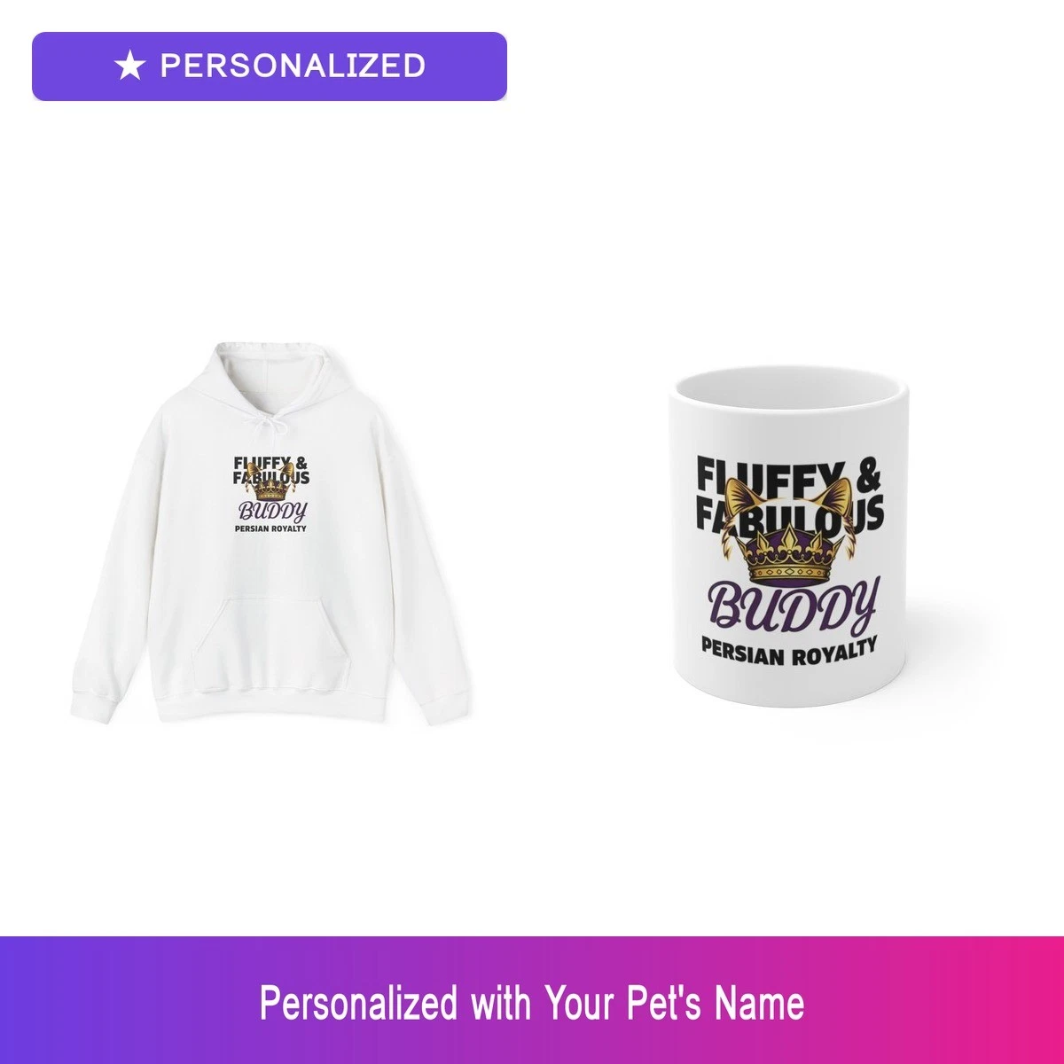 Custom Persian Cat Pet Lover Gift Set Hoodie Mug Personalized Name Bundle