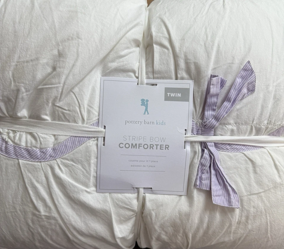 EDREDÓN DE ARCO A RAYAS PARA NIÑOS DE GRANERO DE CERÁMICA, DOBLE 100 % ALGODÓN ~ LAVANDA Foto 4 de 4