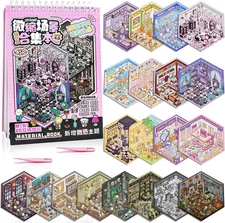 20 Sets DIY 3D Sticker Scene Book,3D House Stickers,Stickers Therapy, Make Your