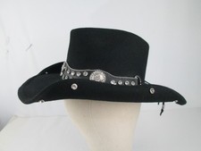 Bullhide Womens Cowboy Hat Western Rhinestone Studded Black Felt Sz S Bling