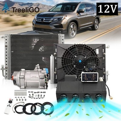 Treeligo 12V Remote Control Electric Cool Underdash Air Conditioner w/ Panel Kit
