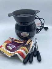 Velata Noir White and Black Fondue Warmer with box and fondue sticks included