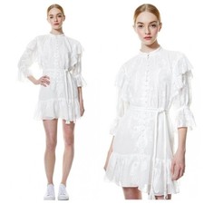 NWT $595 alice + olivia teddi embroidered white mini dress size 8