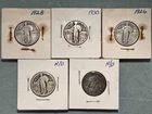 Silver Quarter 90% Standing Liberty Quarters lot x5 Various years heavy wear