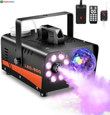 Smoke Machine, Fog Machine with Disco Ball Lights, 600W and 3000CFM 13 LED Color
