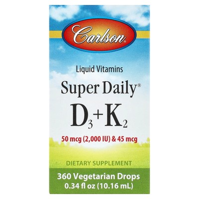 Super Daily  D3 + K2, 50 mcg (2,000 IU) & 45 mcg, 0.34 fl oz (10.16 ml)