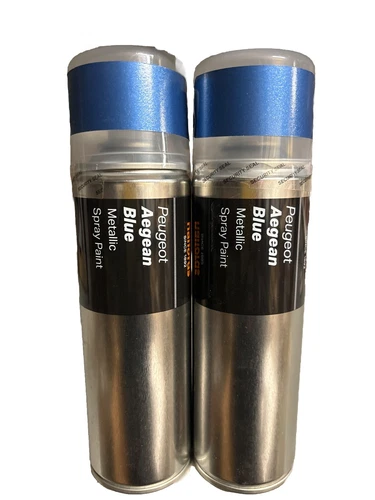 PEUGEOT AEGEAN BLUE METALLIC SPRAY PAINT 300ML HALFORDS CANS X2