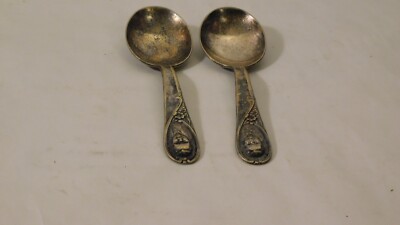WINTHROP Silver Plated GERBER BABY SPOONS Head on Handle 1950 s set of 2