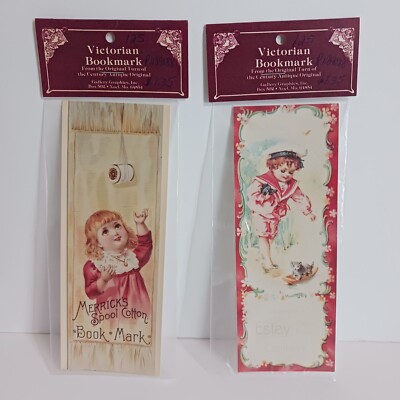 Lot of 2 Vintage Victorian Bookmarks Merricks Spool Cotton Estey Organ Company