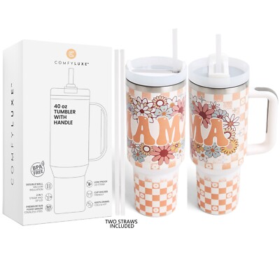 ComfyLuxe Floral & Mama Pattern 40oz Double Walled Stainless Steel Tumbler