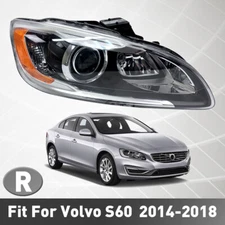 Black HID/Xenon Headlight For 2014-2018 Volvo S60 V60 Right Passenger Side