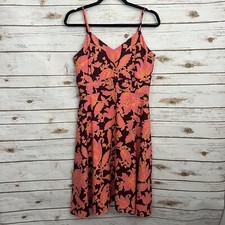 Loft Burgundy Floral Fit Flare Tank Cami Dress Size 4