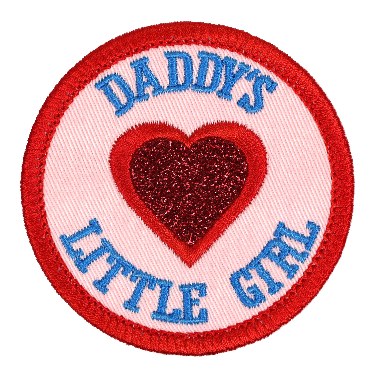 Daddy's Little Girl Embroidered Patch Lt.Pink Twill/Red Aqua IronOn