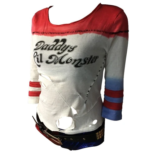 Cosplay Suicide Squad Harley Quinn T-shirts Daddy's Lil Monster T-Shirts Ripped