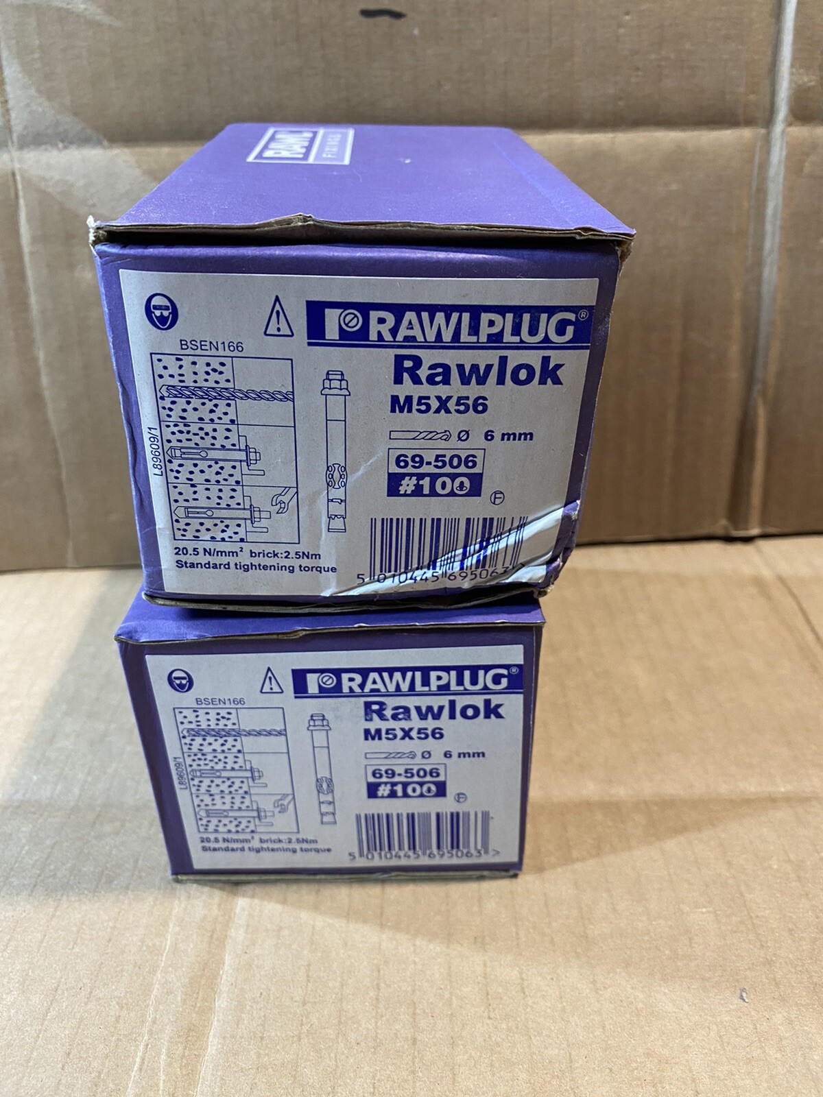 RAWLOK BOLT PROJECTING ANCHOR M5X56MM [2 BOX OF 100] 2 Wall Anchor Bolts