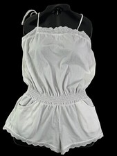 Victorias Secret Lace White Cotton Romper Sz S One Piece Summer Beach Wear Vtg