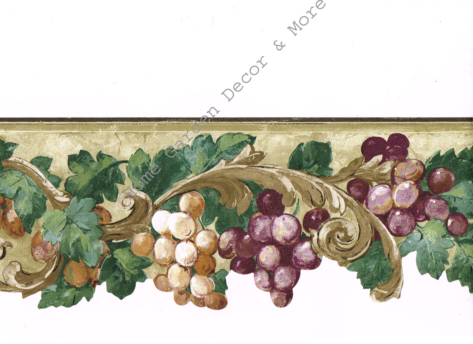 Golden Purple Tuscan Tuscany Kitchen Scroll Grape Sculptured Wallpaper